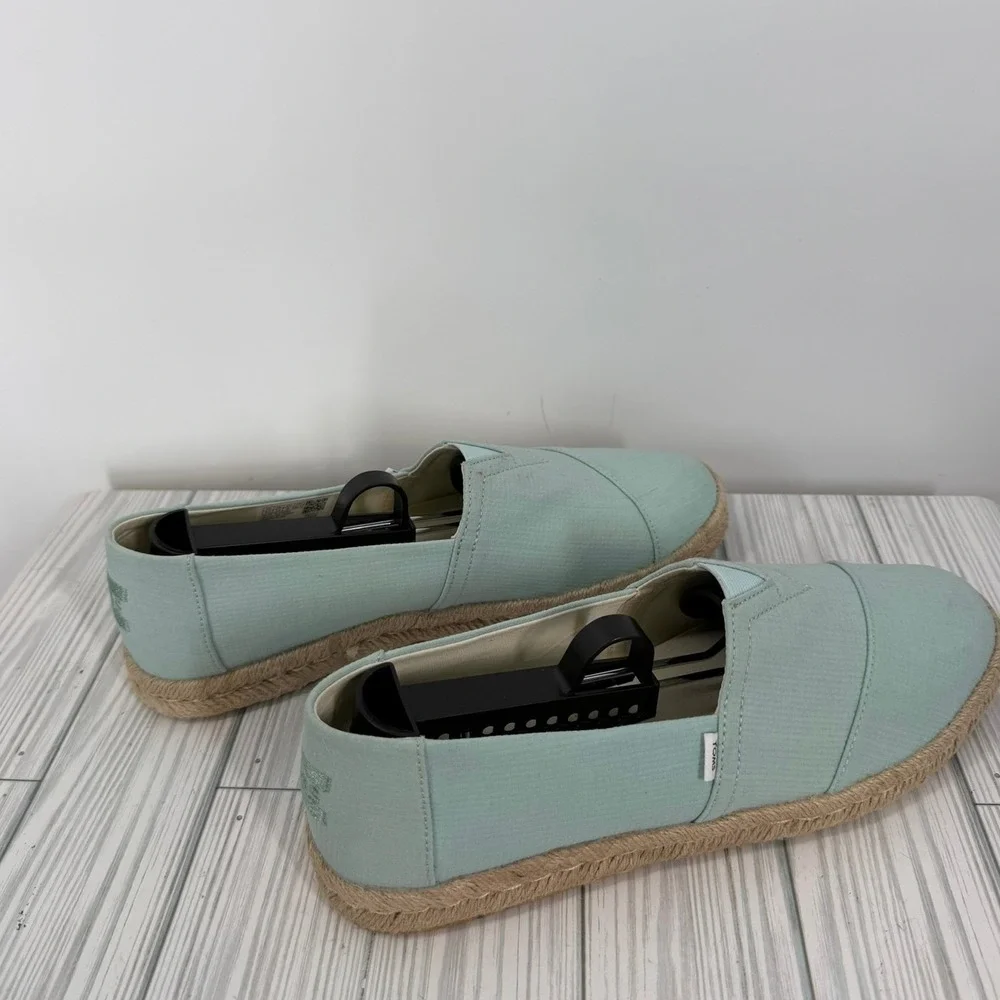 TOMS Alpargata Rope Espadrille Mint Green Textile Slip On Flats Womens Size 9.5